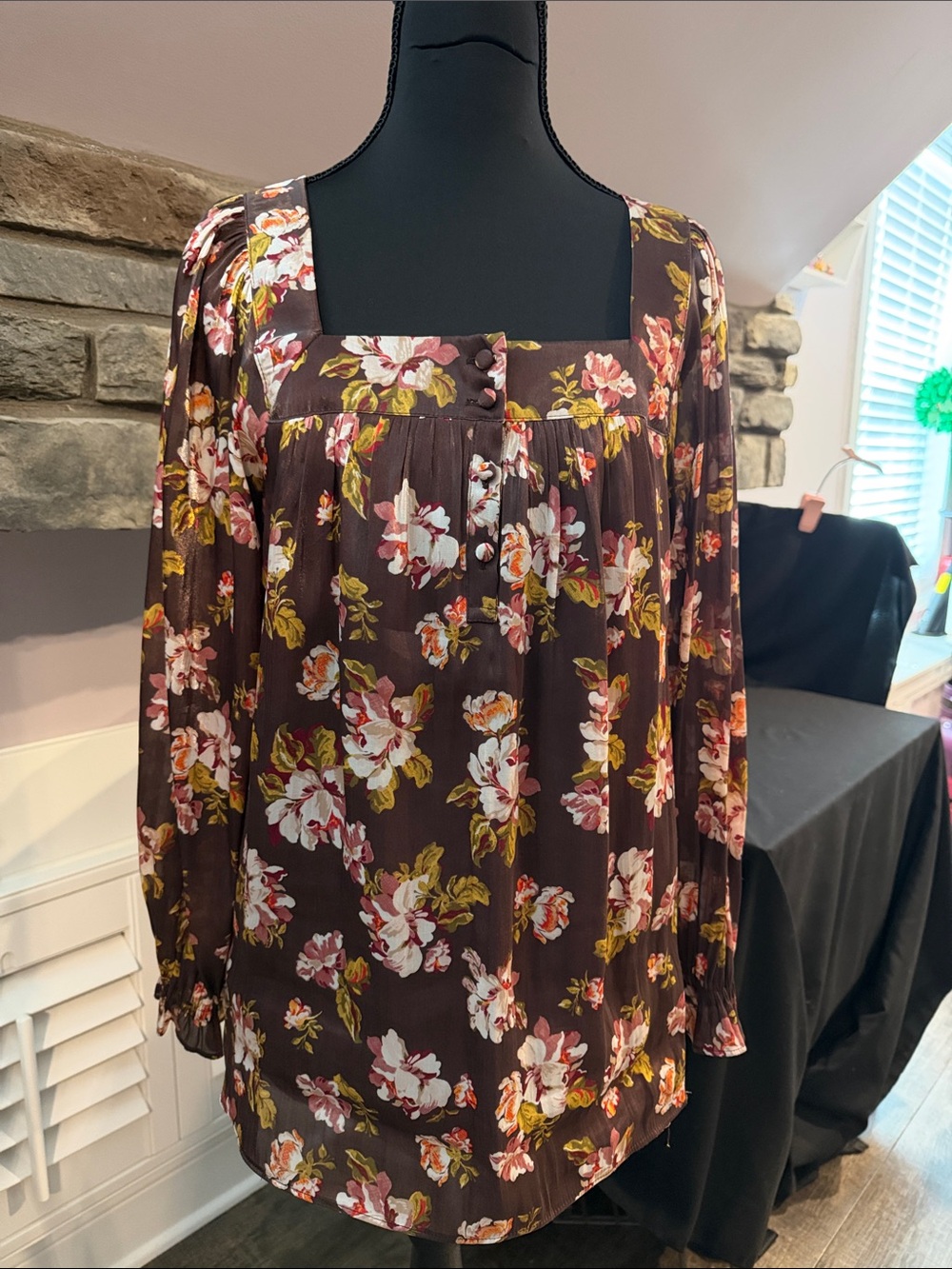 LC Lauren Conrad Long Sleeve Square Neck Top